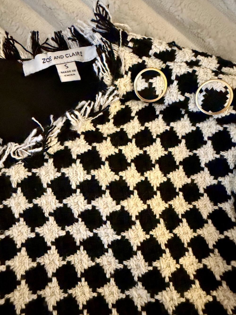 Black and White Tweed Sheath Mini Dress - Picture 5 of 6